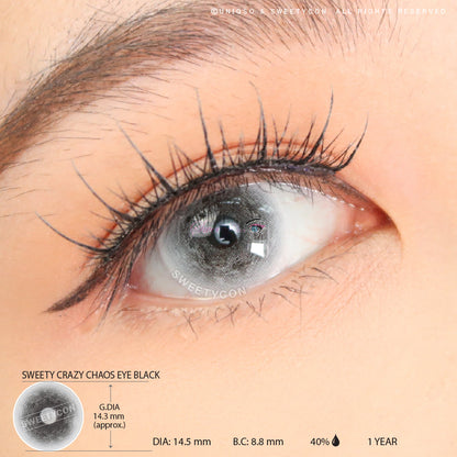 Sweety Crazy Chaos Eye Black (1 lens/pack)-Crazy Contacts-UNIQSO