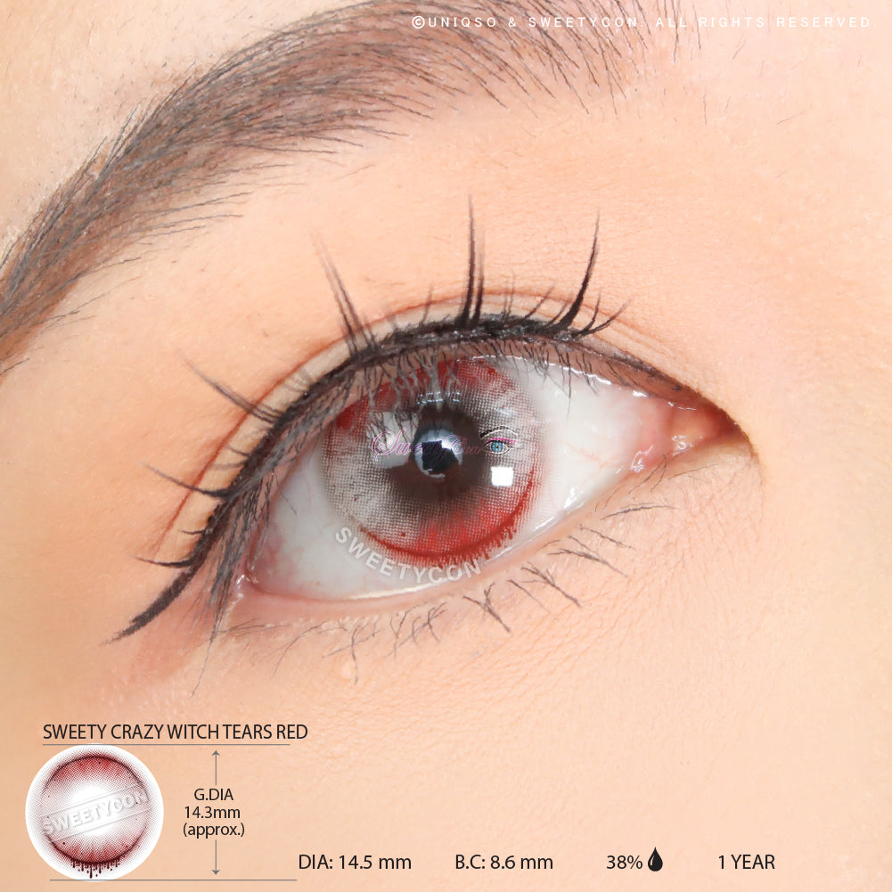 Sweety Crazy Witch Tears Red (1 lens/pack)-Crazy Contacts-UNIQSO