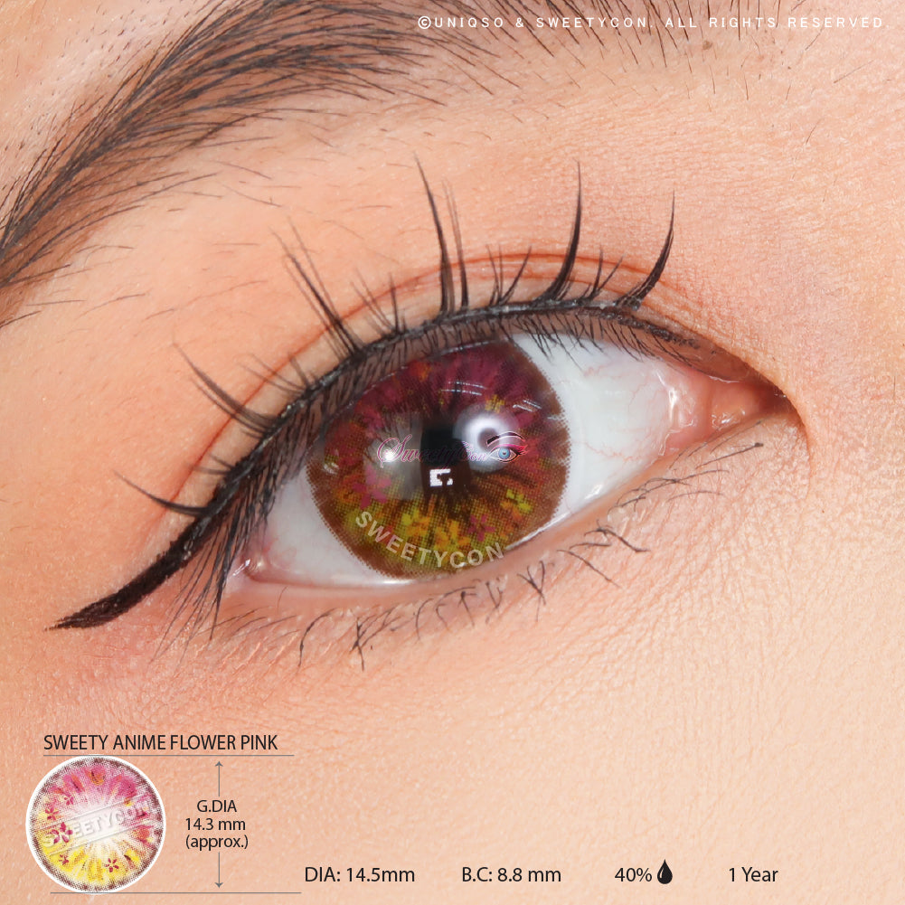 Sweety Anime Flower Pink (1 lens/pack)-Colored Contacts-UNIQSO