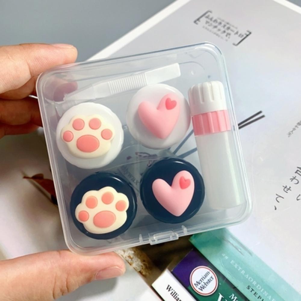 Cute Paw & Love Lens Case Travel Kit (2 Pairs)-Lens Case-UNIQSO
