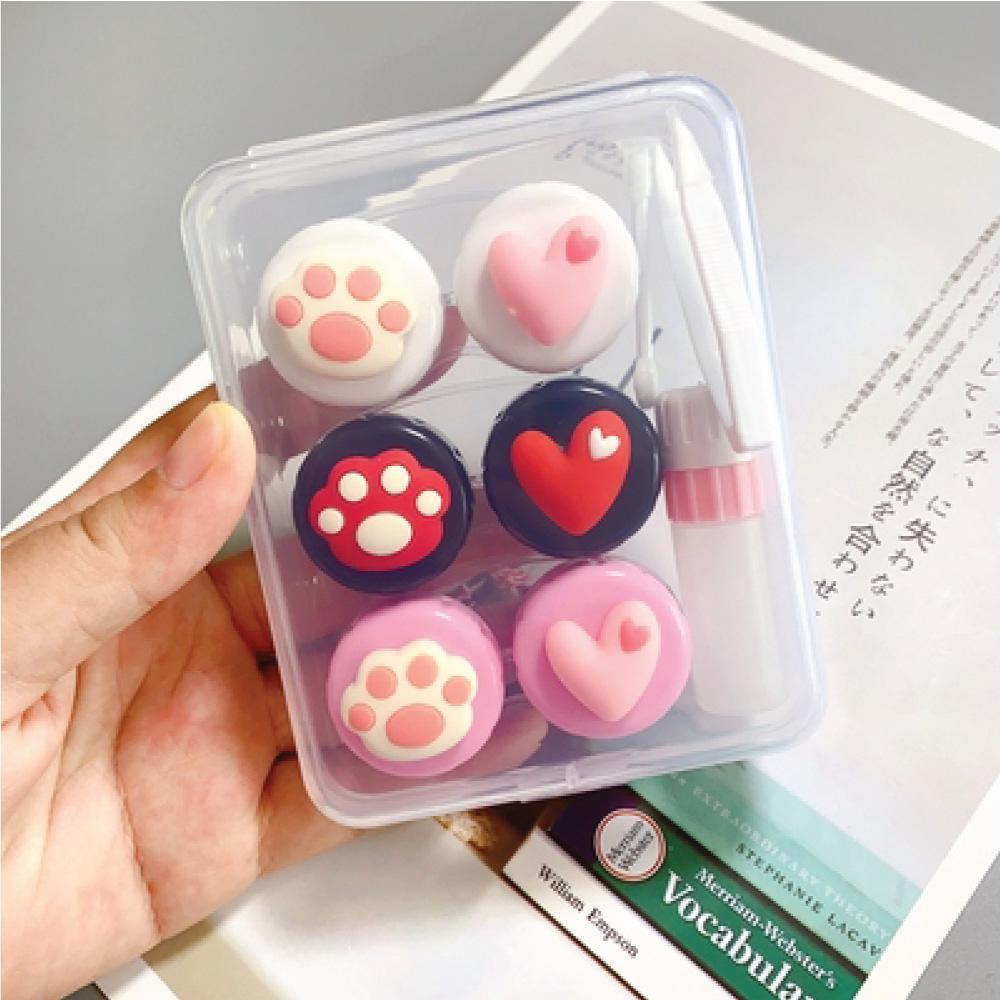 Cute Paw & Love Lens Case Travel Kit (3 Pairs)-Lens Case-SweetyCon