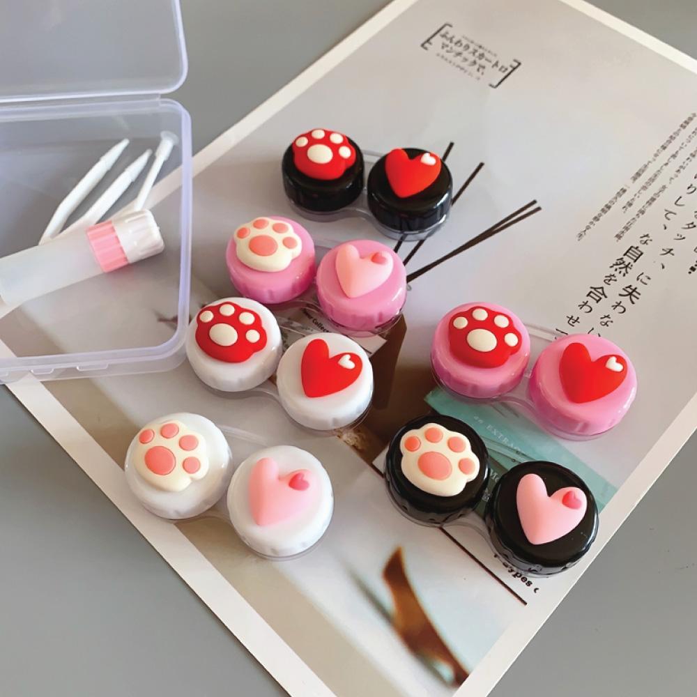 Cute Paw & Love Lens Case Travel Kit (3 Pairs)-Lens Case-SweetyCon