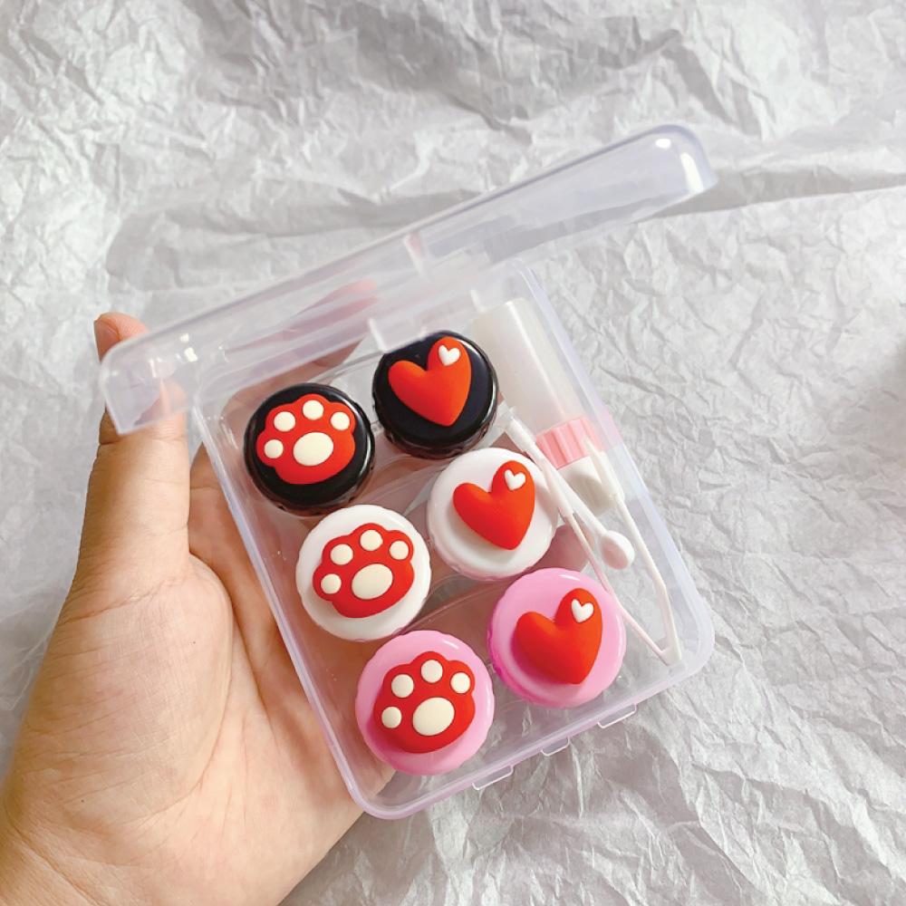 Cute Paw & Love Lens Case Travel Kit (3 Pairs)-Lens Case-SweetyCon