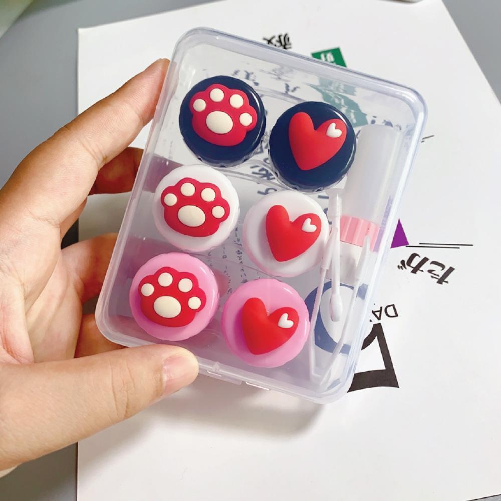 Cute Paw & Love Lens Case Travel Kit (3 Pairs)-Lens Case-SweetyCon