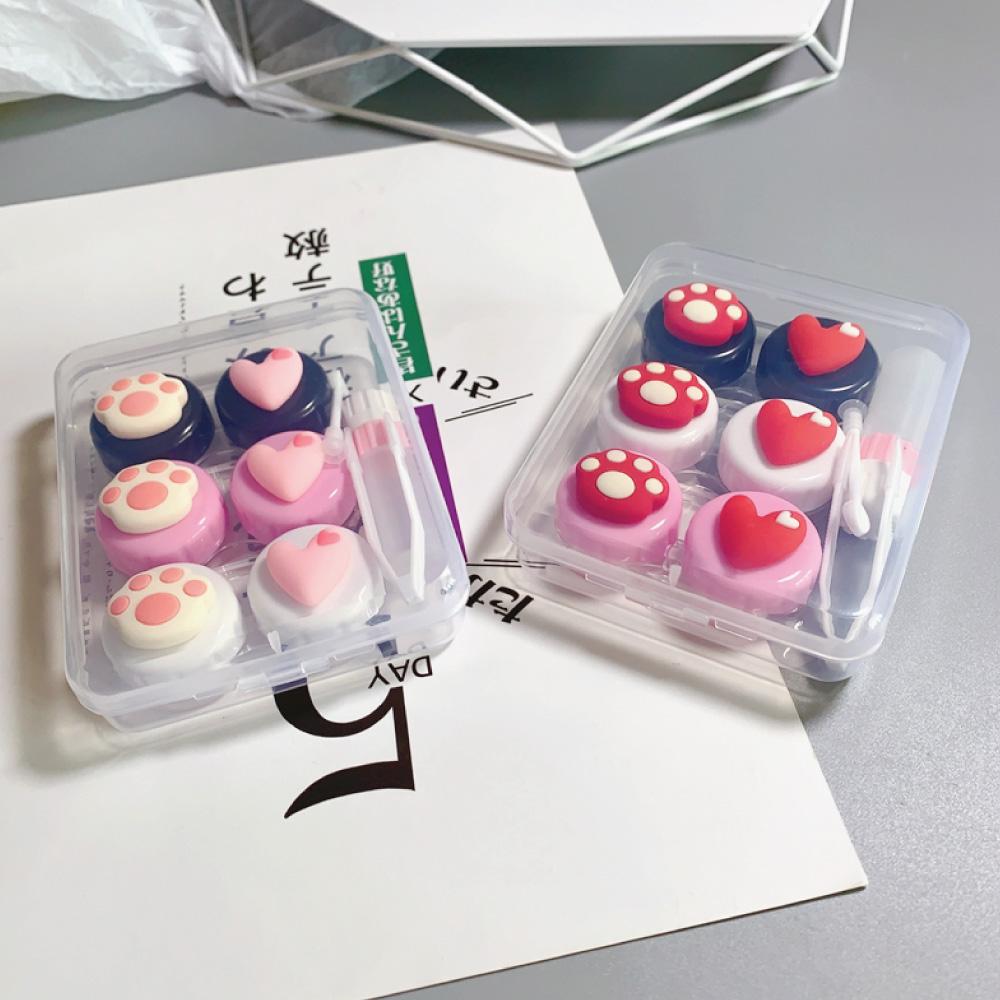 Cute Paw & Love Lens Case Travel Kit (3 Pairs)-Lens Case-SweetyCon