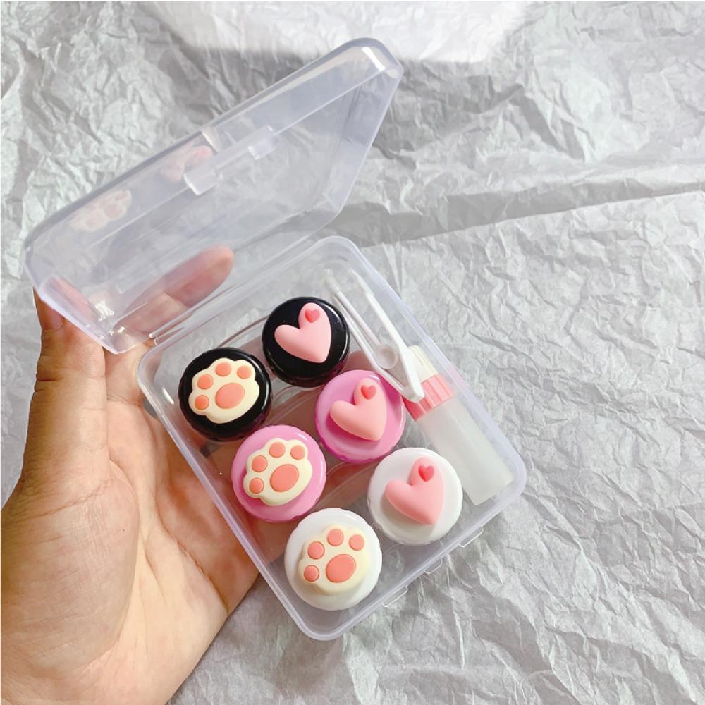Cute Paw & Love Lens Case Travel Kit (3 Pairs)-Lens Case-SweetyCon