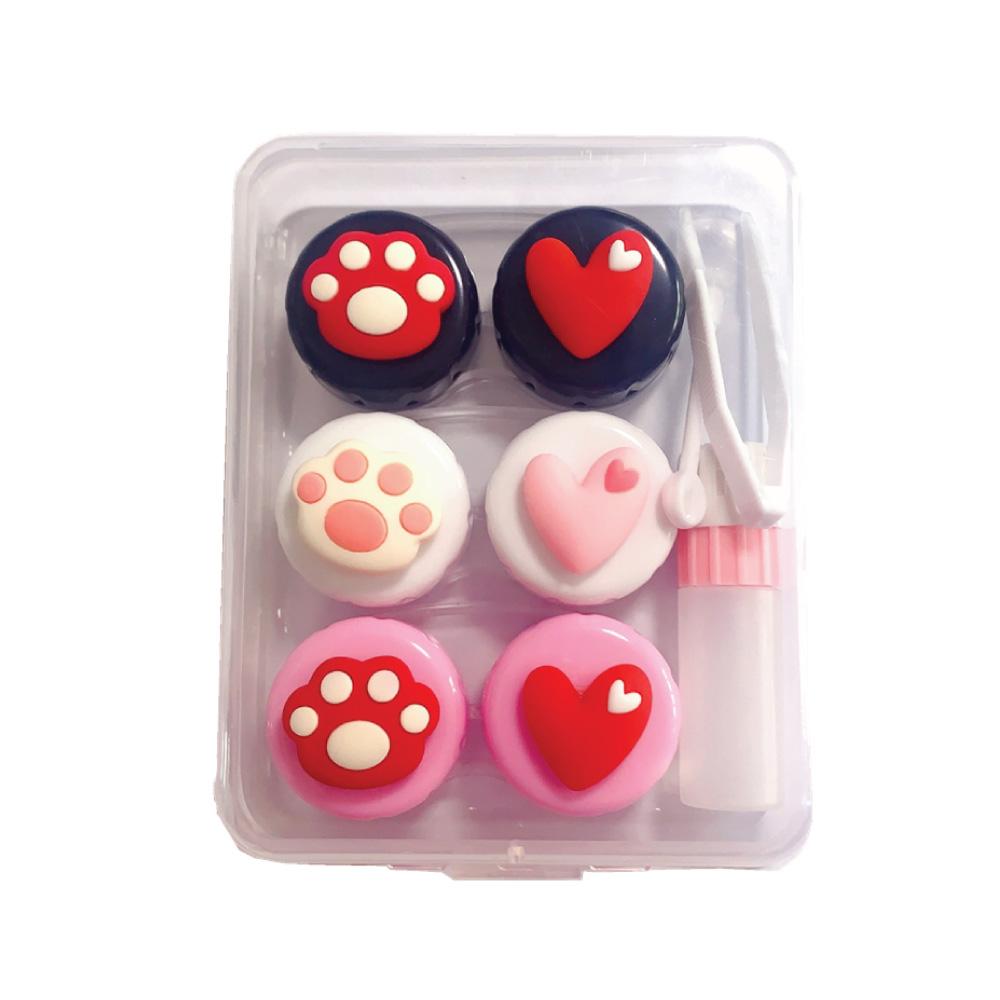 Cute Paw & Love Lens Case Travel Kit (3 Pairs)-Lens Case-SweetyCon
