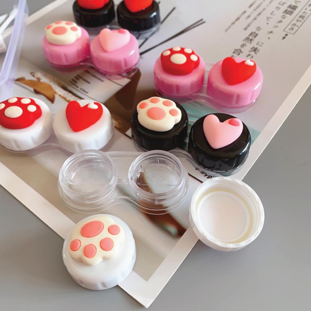 Cute Paw & Love Lens Case Travel Kit (3 Pairs)-Lens Case-SweetyCon