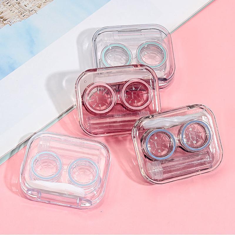 Leak Proof & Non Screw Cap Transparent Contact Lens Case (Random Color)-Lens Case-SweetyCon