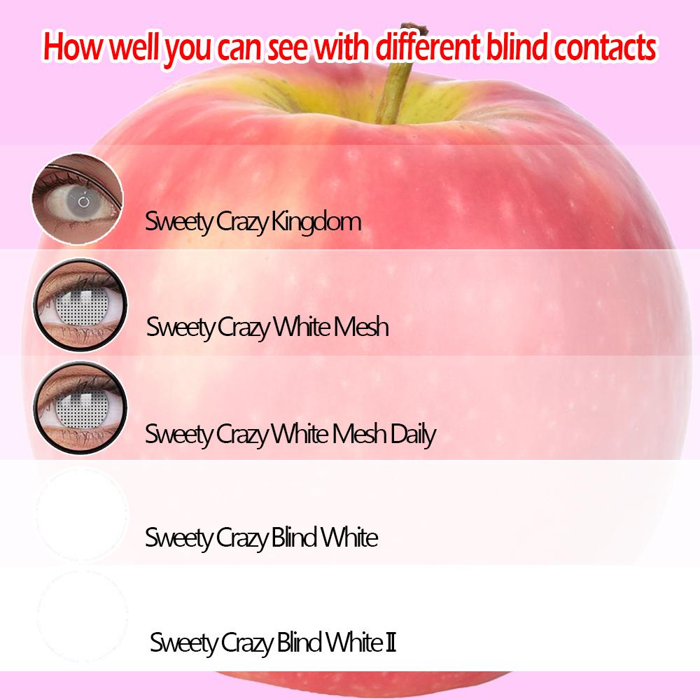 Sweety Crazy Blind White - Version I (1 lens/pack)-Crazy Contacts-SweetyCon