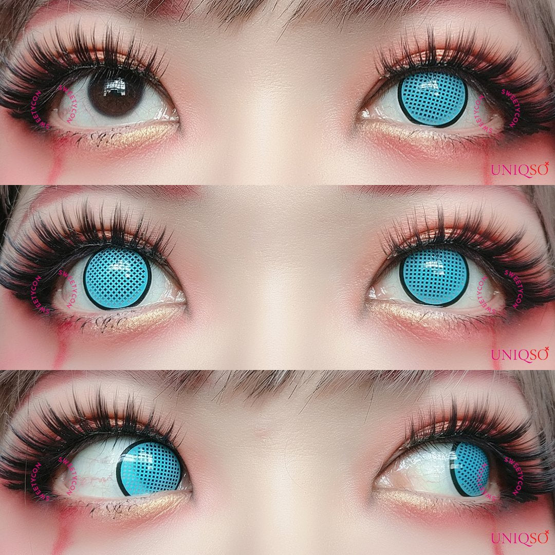 Sweety Crazy Cyan Mesh / Blue Screen with Black Rim (1 lens/pack)-Crazy Contacts-SweetyCon