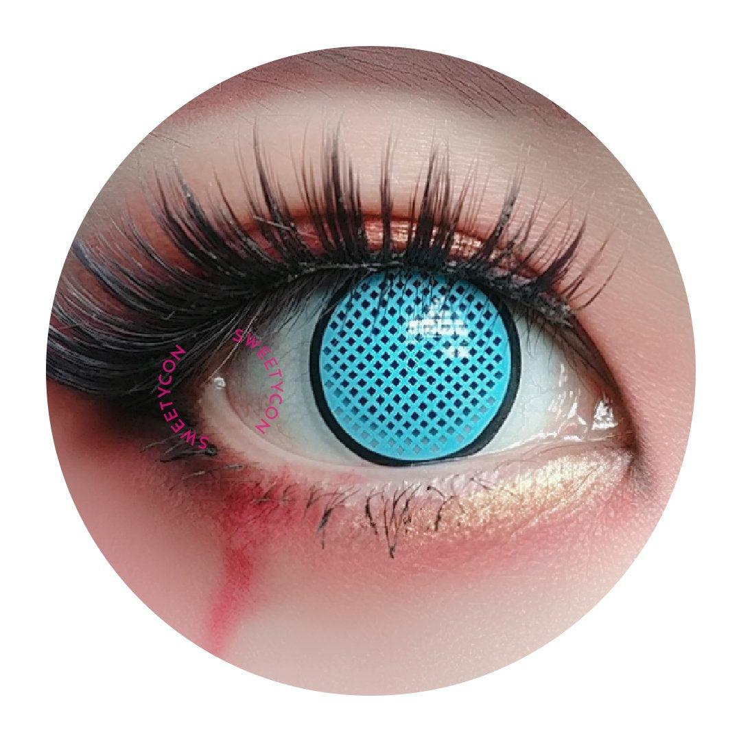 Sweety Crazy Cyan Mesh / Blue Screen with Black Rim (1 lens/pack)-Crazy Contacts-SweetyCon