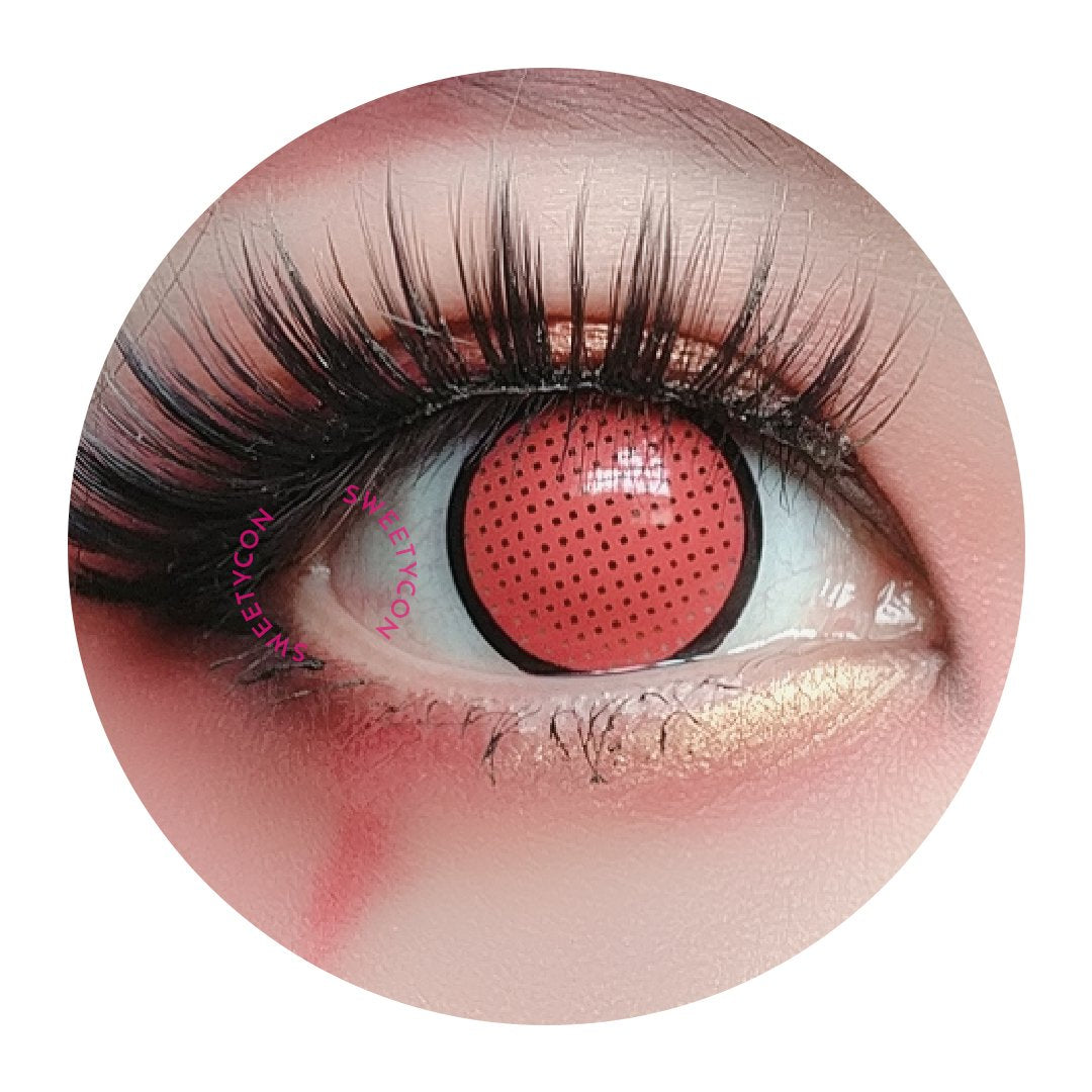 Sweety Crazy Red Mesh/Screen with Black Rim (1 lens/pack)-Crazy Contacts-SweetyCon