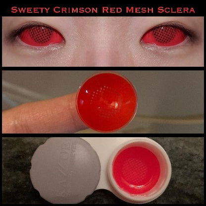Sweety Crimson Red Mesh Sclera Contacts (1 lens/pack)-Sclera Contacts-SweetyCon
