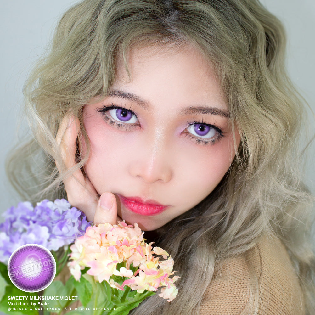 Sweety Milkshake Violet (1 lens/pack)-Colored Contacts-SweetyCon