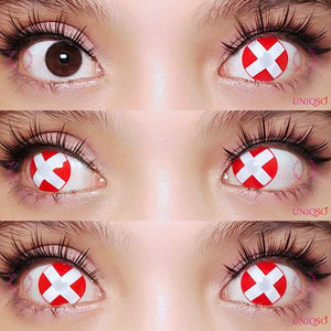 Sweety Crazy White Cross Red Eye-Crazy Contacts-UNIQSO